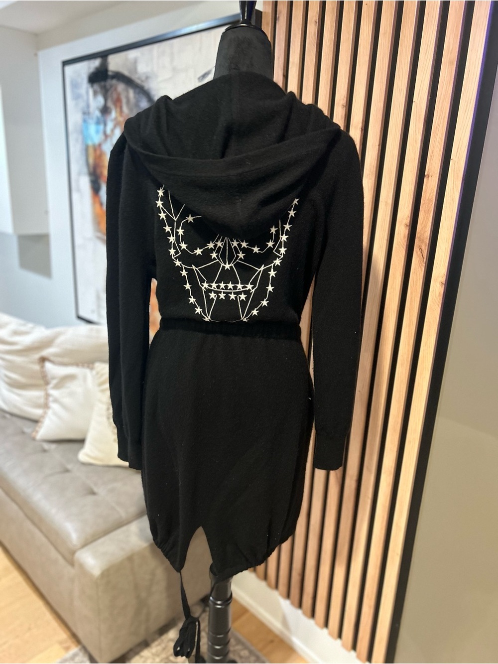 Black Hooded Star Skull Knit Cardigan